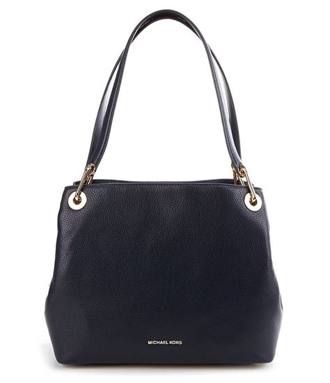 michael kors raven large shoulder tote black silver hardware|Michael Kors raven shoulder bag.